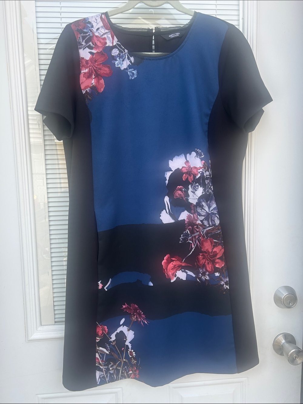 Simply Vera Vera Wang Blue & Black Floral Midi Dress